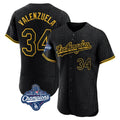 Kooe LA.Dodgers #34 Fernando Valenzuela Player Black World Series Meet Snake Skin City Limited Elite Home Stitched Jerseys