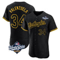 Kooe LA.Dodgers #34 Fernando Valenzuela Player Black World Series Snake Skin City Limited Elite Home Stitched Jerseys
