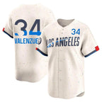 Kooe LA.Dodgers #34 Fernando Valenzuela Player Cream City Connect Limited Home Stitched Jerseys