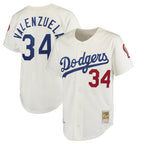 Kooe LA.Dodgers #34 Fernando Valenzuela Player Cream Throwback Vapor Limited Stitched Jerseys