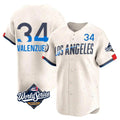 Kooe LA.Dodgers #34 Fernando Valenzuela Player Cream World Series City Connect Limited Home Stitched Jerseys