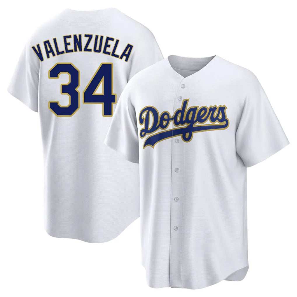 Kooe LA.Dodgers #34 Fernando Valenzuela Player Gold White 2026 Collection Stadium Game Stitched Jerseys