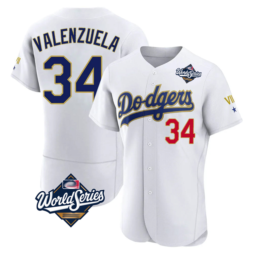 Kooe LA.Dodgers #34 Fernando Valenzuela Player Gold White World Series 2026 Collection Stadium Limited Elite Stitched Jerseys