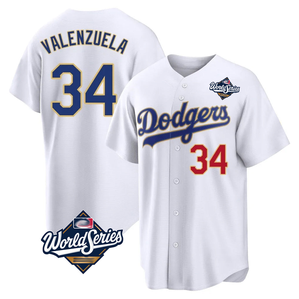 Kooe LA.Dodgers #34 Fernando Valenzuela Player Gold White World Series 2026 Collection Stadium Limited Stitched Jerseys