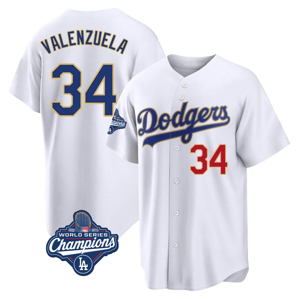 Kooe LA.Dodgers #34 Fernando Valenzuela Player Gold White World Series Meet 2026 Collection Stadium Limited Stitched Jerseys