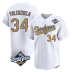 Kooe LA.Dodgers #34 Fernando Valenzuela Player Gold World Series Collection Limited Home Stitched Jerseys