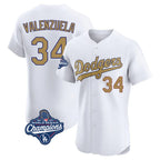 Kooe LA.Dodgers #34 Fernando Valenzuela Player Gold World Series Meet Limited Elite Home Stitched Jerseys