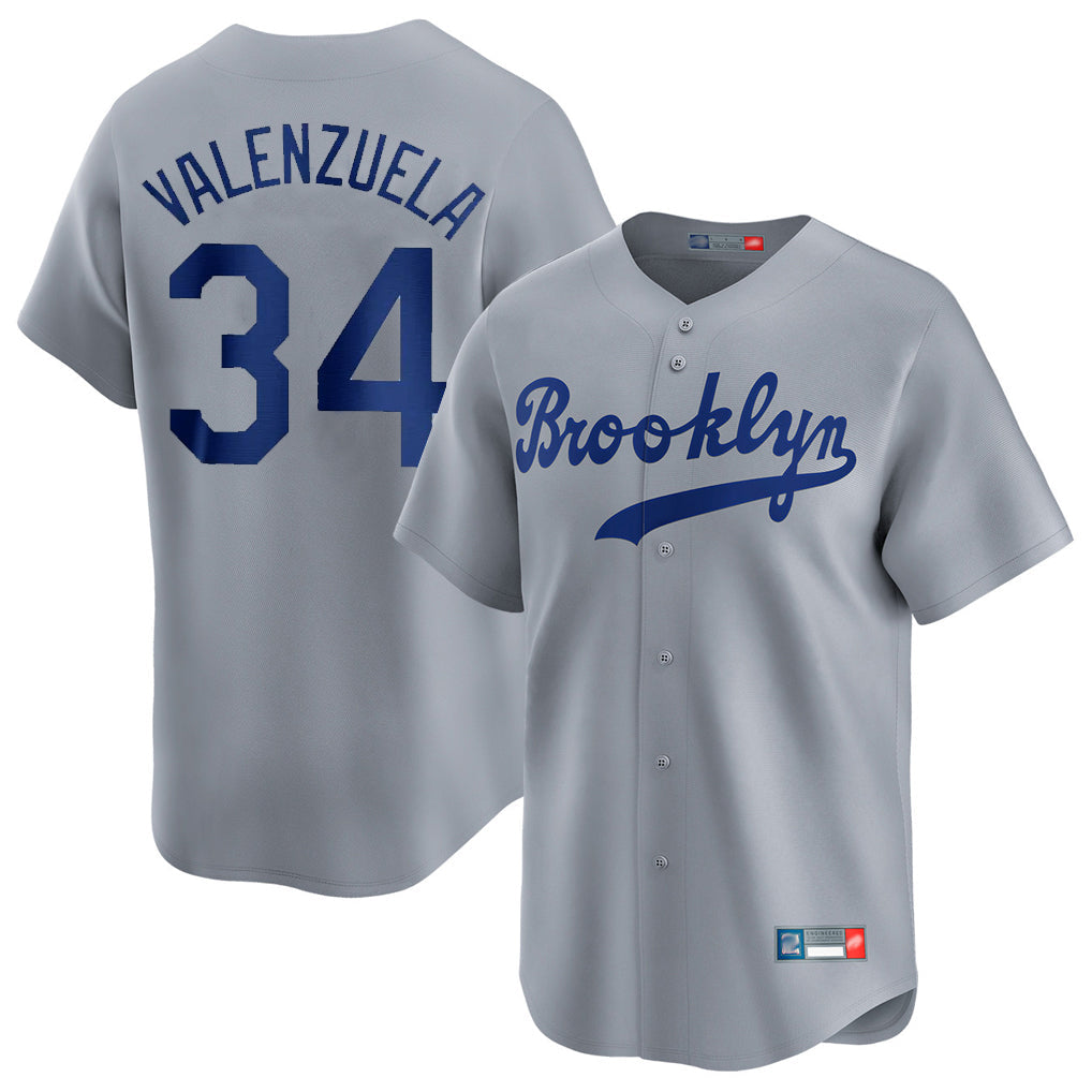 Kooe LA.Dodgers #34 Fernando Valenzuela Player Gray Game Limited Home Stitched Jerseys