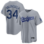 Kooe LA.Dodgers #34 Fernando Valenzuela Player Gray Game Stitched Jerseys