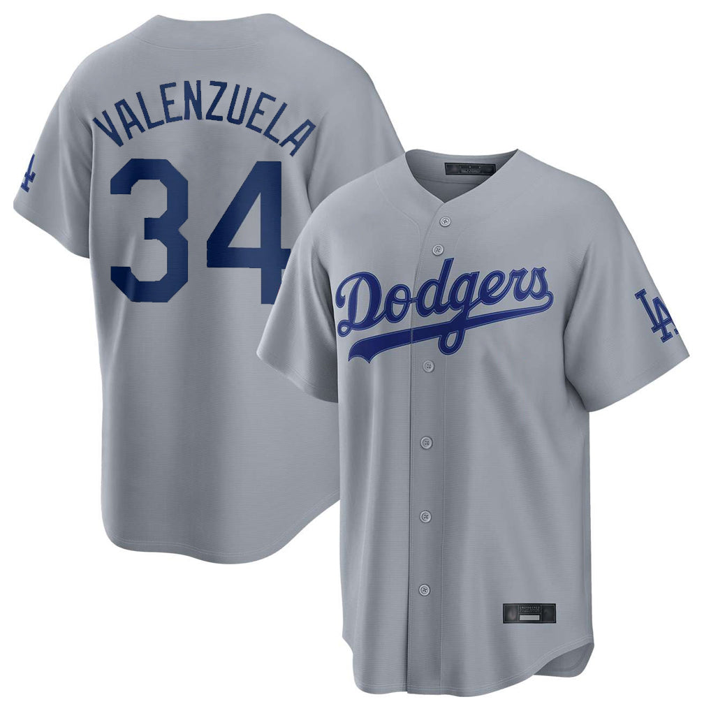 Kooe LA.Dodgers #34 Fernando Valenzuela Player Gray Game Stitched Jerseys