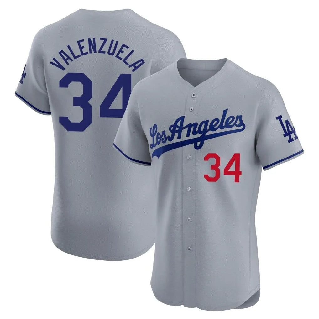 Kooe LA.Dodgers #34 Fernando Valenzuela Player Gray Limited Elite Home Stitched Jerseys