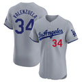Kooe LA.Dodgers #34 Fernando Valenzuela Player Gray Limited Elite Home Stitched Jerseys