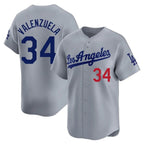 Kooe LA.Dodgers #34 Fernando Valenzuela Player Gray Limited Home Stitched Jerseys