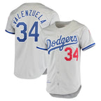 Kooe LA.Dodgers #34 Fernando Valenzuela Player Gray Throwback 1981 Stitched Jerseys
