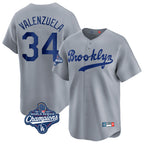 Kooe LA.Dodgers #34 Fernando Valenzuela Player Gray World Series Meet Game Limited Home Stitched Jerseys