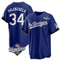 Kooe LA.Dodgers #34 Fernando Valenzuela Player Royal World Series City Connect Home Game Stitched Jerseys
