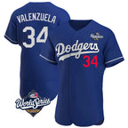 Kooe LA.Dodgers #34 Fernando Valenzuela Player Royal World Series Limited Elite Home Stitched Jerseys