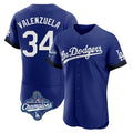 Kooe LA.Dodgers #34 Fernando Valenzuela Player Royal World Series Meet City Connect Elite Home Stitched Jerseys