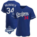Kooe LA.Dodgers #34 Fernando Valenzuela Player Royal World Series Meet Limited Elite Home Stitched Jerseys