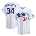 Kooe LA.Dodgers #34 Fernando Valenzuela Player White Home Game Stitched Jerseys