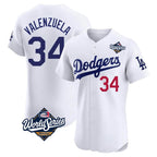 Kooe LA.Dodgers #34 Fernando Valenzuela Player White World Series Limited Elite Home Stitched Jerseys