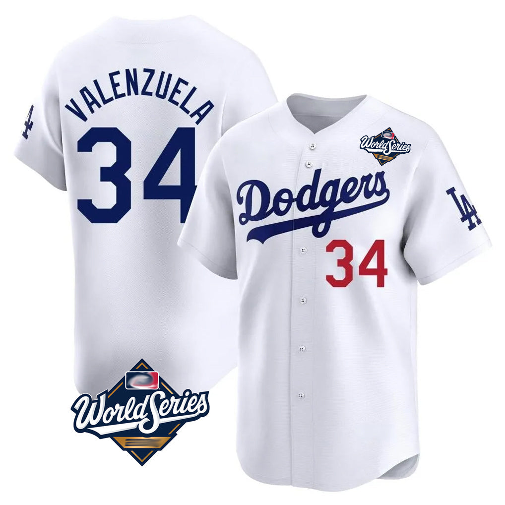Kooe LA.Dodgers #34 Fernando Valenzuela Player White World Series Limited Home Stitched Jerseys