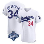 Kooe LA.Dodgers #34 Fernando Valenzuela Player White World Series Meet Limited Elite Home Stitched Jerseys