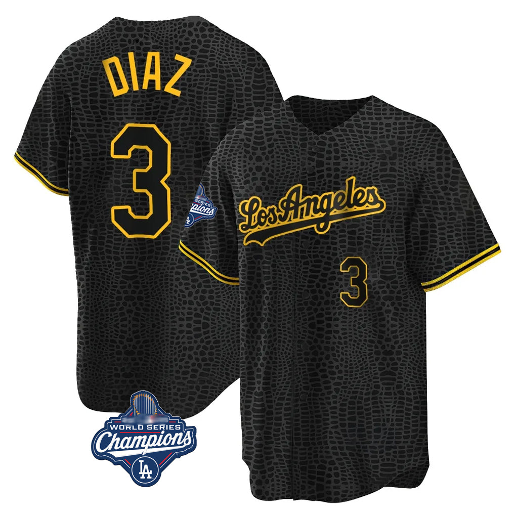 Kooe LA.Dodgers #3 Edwin D¨ªaz Player Black Gold World Series Meet Limited Home Stitched Jerseys