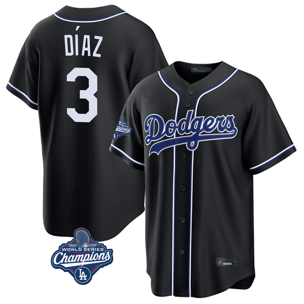 Kooe LA.Dodgers #3 Edwin D¨ªaz Player Black World Series Meet Carbon Limited Home Stitched Jerseys