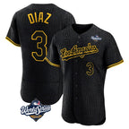 Kooe LA.Dodgers #3 Edwin D¨ªaz Player Black World Series Snake Skin City Limited Elite Home Stitched Jerseys