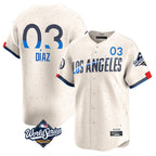 Kooe LA.Dodgers #3 Edwin D¨ªaz Player Cream World Series City Connect Limited Home Stitched Jerseys