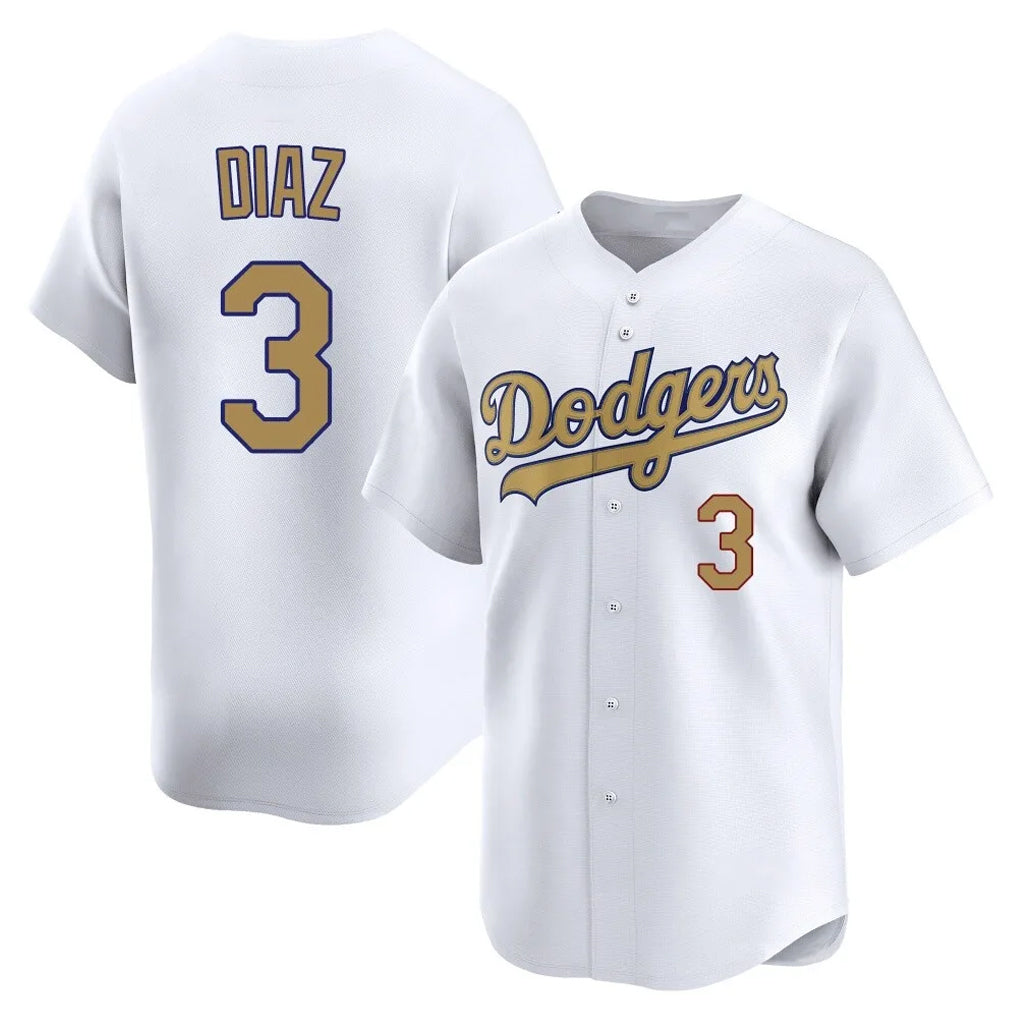 Kooe LA.Dodgers #3 Edwin D¨ªaz Player Gold Collection Limited Home Stitched Jerseys