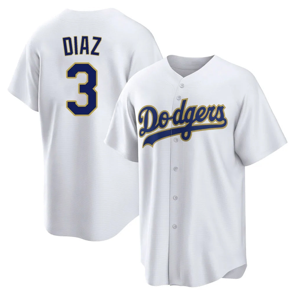 Kooe LA.Dodgers #3 Edwin D¨ªaz Player Gold White 2026 Collection Stadium Game Stitched Jerseys