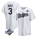 Kooe LA.Dodgers #3 Edwin D¨ªaz Player Gold White World Series 2026 Collection Stadium Game Stitched Jerseys