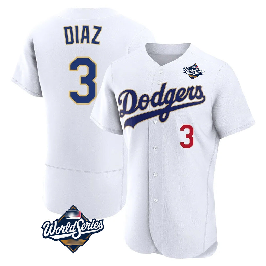 Kooe LA.Dodgers #3 Edwin D¨ªaz Player Gold White World Series 2026 Collection Stadium Limited Elite Stitched Jerseys