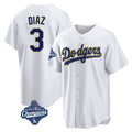Kooe LA.Dodgers #3 Edwin D¨ªaz Player Gold White World Series Meet 2026 Collection Stadium Game Stitched Jerseys