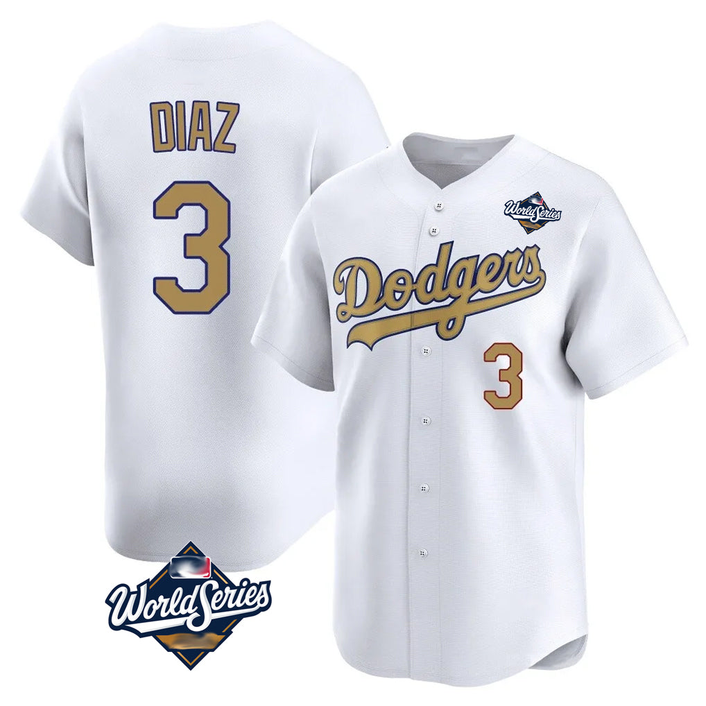 Kooe LA.Dodgers #3 Edwin D¨ªaz Player Gold World Series Collection Limited Home Stitched Jerseys