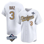 Kooe LA.Dodgers #3 Edwin D¨ªaz Player Gold World Series Collection Limited Home Stitched Jerseys