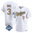 Kooe LA.Dodgers #3 Edwin D¨ªaz Player Gold World Series Meet Collection Limited Home Stitched Jerseys