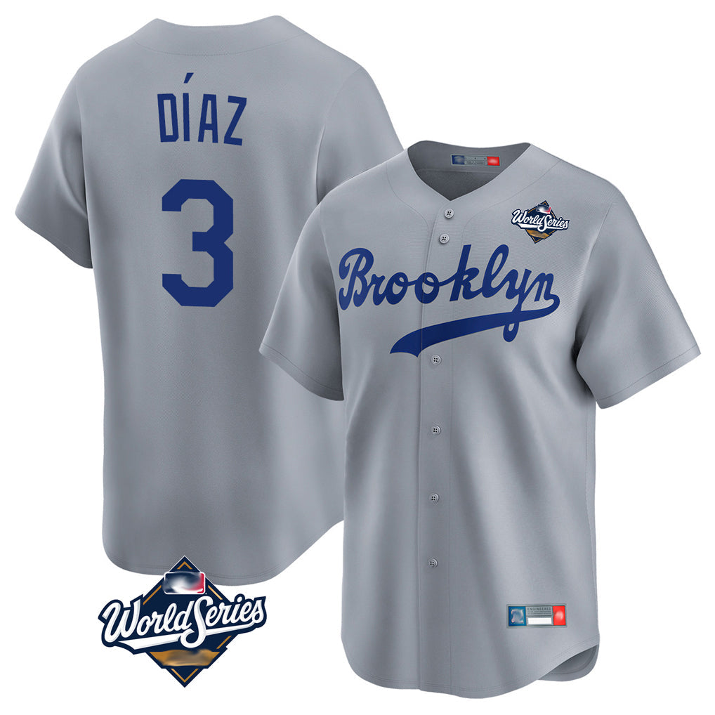 Kooe LA.Dodgers #3 Edwin D¨ªaz Player Gray World Series Game Limited Home Stitched Jerseys