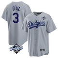 Kooe LA.Dodgers #3 Edwin D¨ªaz Player Gray World Series Game Stitched Jerseys