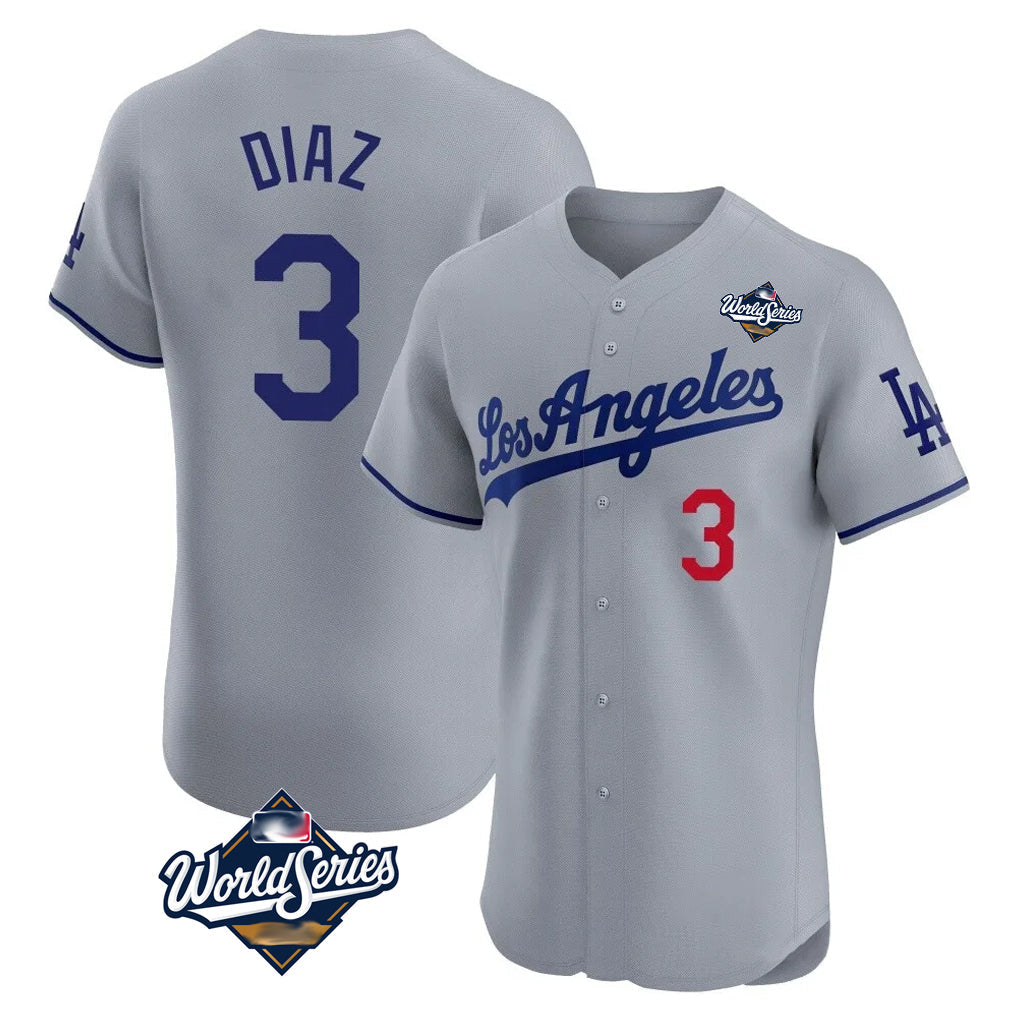 Kooe LA.Dodgers #3 Edwin D¨ªaz Player Gray World Series Limited Elite Home Stitched Jerseys