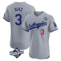 Kooe LA.Dodgers #3 Edwin D¨ªaz Player Gray World Series Limited Elite Home Stitched Jerseys