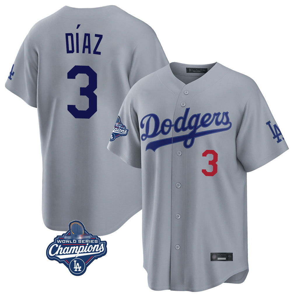 Kooe LA.Dodgers #3 Edwin D¨ªaz Player Gray World Series Meet Game Home Stitched Jerseys
