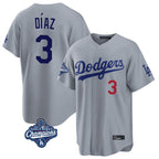 Kooe LA.Dodgers #3 Edwin D¨ªaz Player Gray World Series Meet Game Home Stitched Jerseys