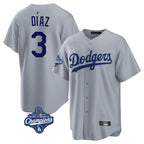 Kooe LA.Dodgers #3 Edwin D¨ªaz Player Gray World Series Meet Game Stitched Jerseys