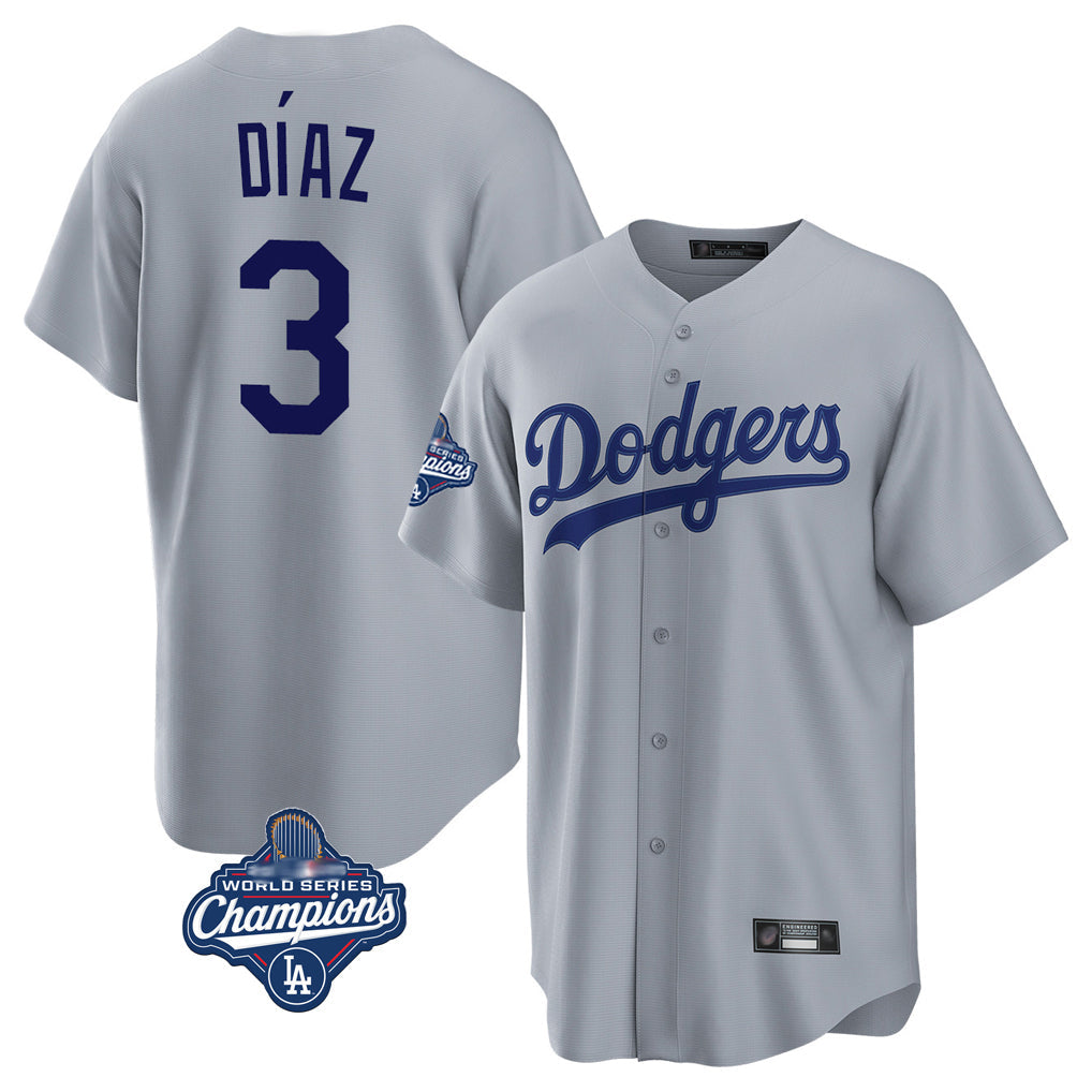 Kooe LA.Dodgers #3 Edwin D¨ªaz Player Gray World Series Meet Game Stitched Jerseys