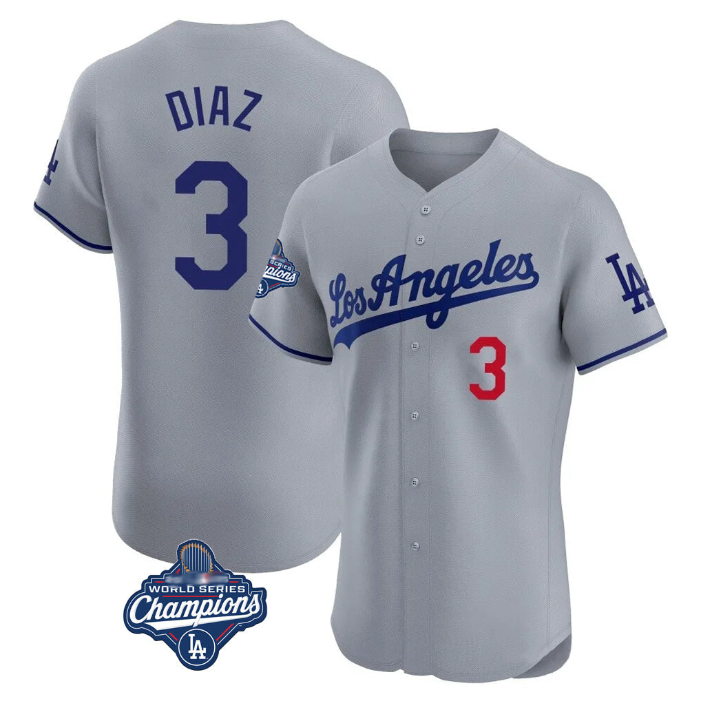 Kooe LA.Dodgers #3 Edwin D¨ªaz Player Gray World Series Meet Limited Elite Home Stitched Jerseys