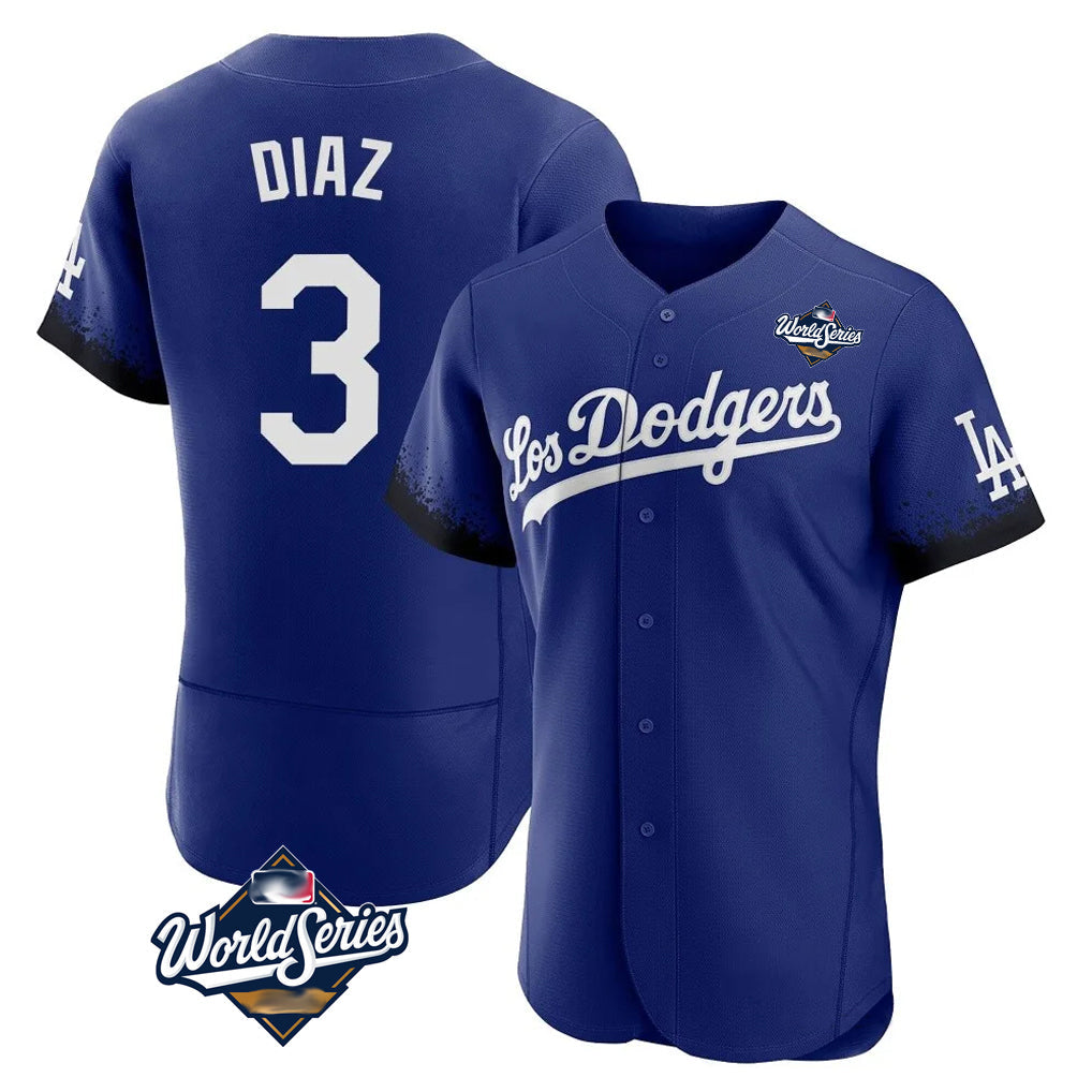 Kooe LA.Dodgers #3 Edwin D¨ªaz Player Royal World Series City Connect Elite Home Stitched Jerseys