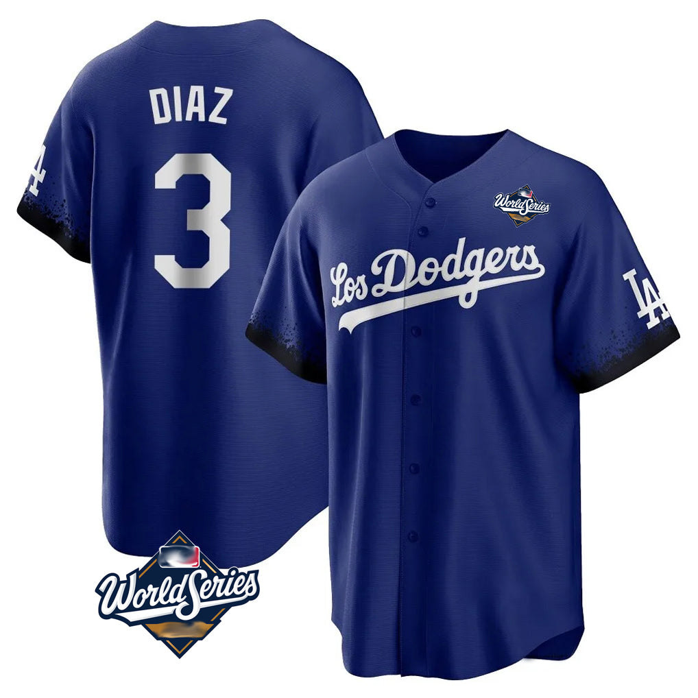 Kooe LA.Dodgers #3 Edwin D¨ªaz Player Royal World Series City Connect Home Game Stitched Jerseys